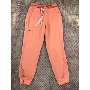 FIGS Technical Collection Scrub Jogger Pants Small Pink/Rose Cargo Drawstring